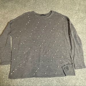 ZARA Grey Pearl Sweater Size M